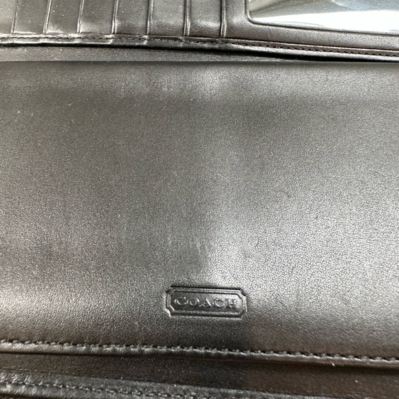 Coach Vintage Signature Monogram Long Trifold Wallet in Black - Picture 6 of 8